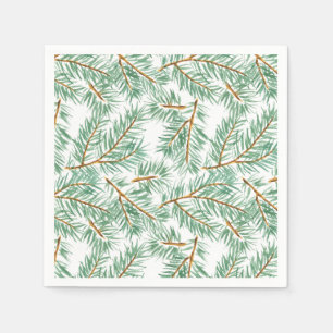 Pastel Watercolor Pine Needles Pattern Christmas Napkin