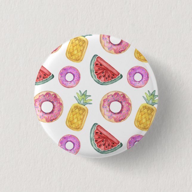 Pastel Watercolor Pool Float Pattern 1 Inch Round Button (Front)