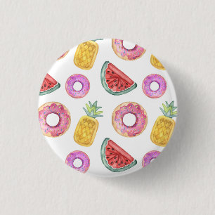 Pastel Watercolor Pool Float Pattern 1 Inch Round Button