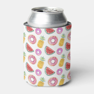 Pastel Watercolor Pool Float Pattern Can Cooler