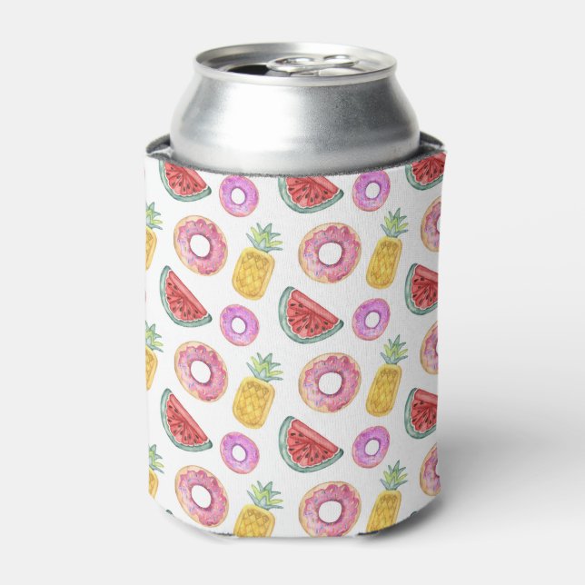 Pastel Watercolor Pool Float Pattern Can Cooler (Can Front)