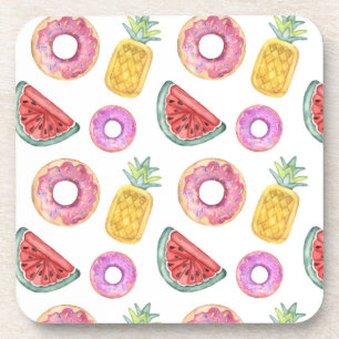 Pastel Watercolor Pool Float Pattern Coaster