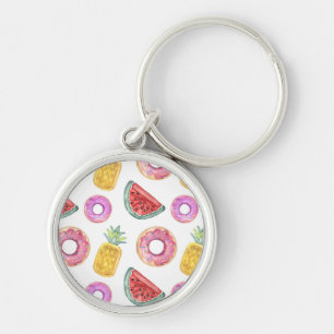 Pastel Watercolor Pool Float Pattern Keychain
