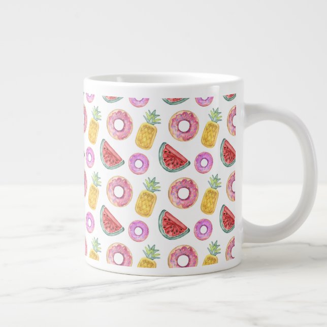 Pastel Watercolor Pool Float Pattern Large Coffee Mug (Right)