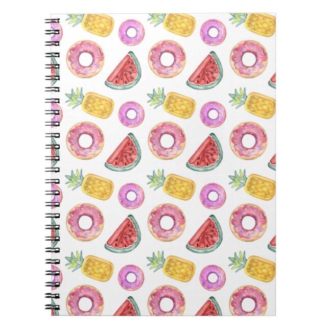 Pastel Watercolor Pool Float Pattern Notebook (Front)