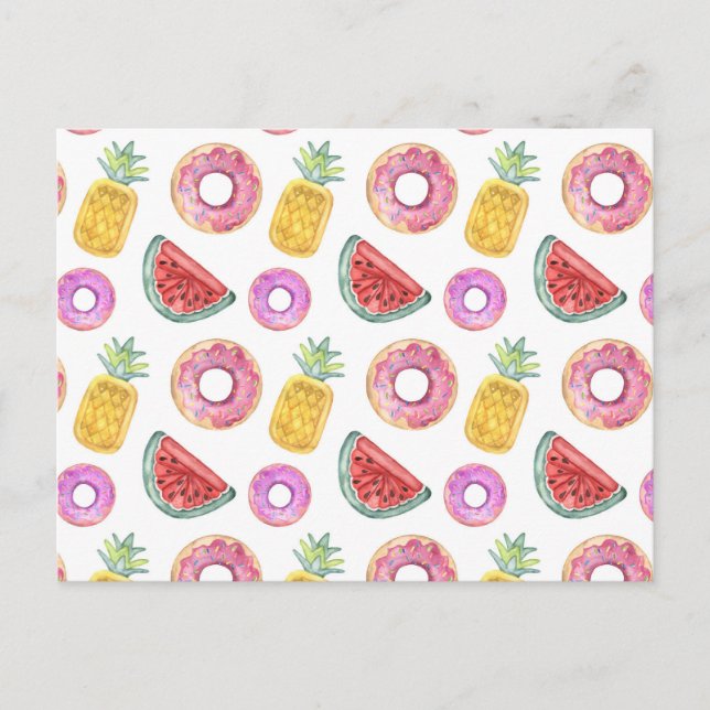 Pastel Watercolor Pool Float Pattern Postcard (Front)