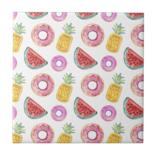 Pastel Watercolor Pool Float Pattern Tile