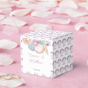 Pastel Watercolor Purple Shells Seaside Wedding Favor Box