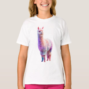 Pastel Watercolor Rainbow Alpaca Kids T-Shirt