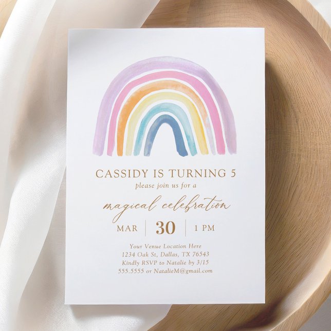 Pastel Watercolor Rainbow Birthday Invitation (Creator Uploaded)