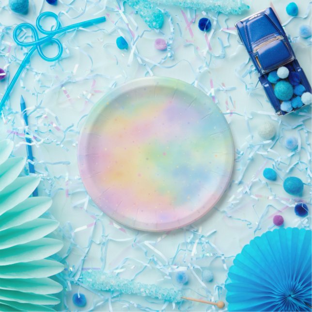 Pastel Watercolor Rainbow Paper Plates | Soft  (Party)