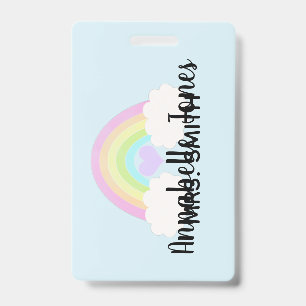 Pastel Watercolor Rainbow Sky Blue Badge