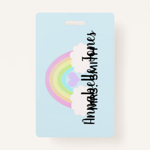 Pastel Watercolor Rainbow Sky Blue Badge