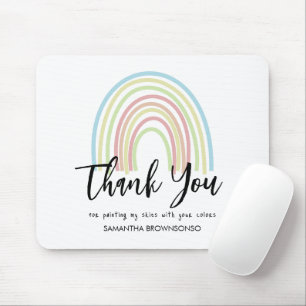 Pastel watercolor rainbow teacher thank you mouse pad