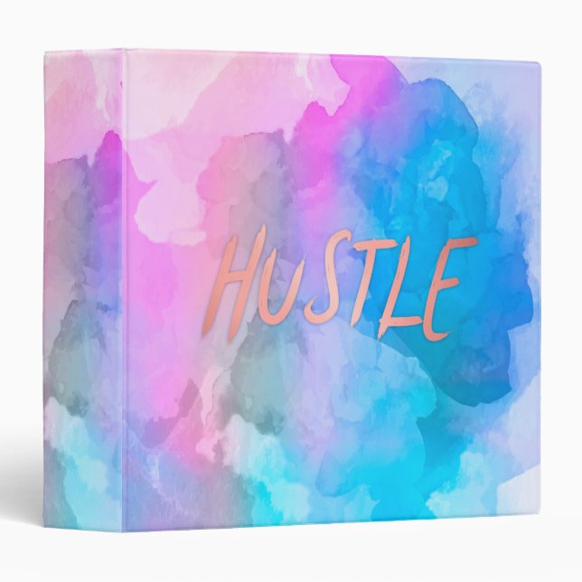 Pastel Watercolor Rose Gold Hustle Binder (Front/Spine)