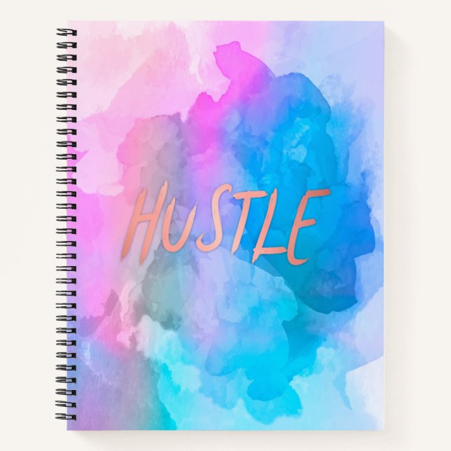 Pastel Watercolor Rose Gold Hustle Notebook (Front)