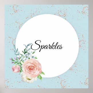 Pastel Watercolor Rose with Customized Name Poster