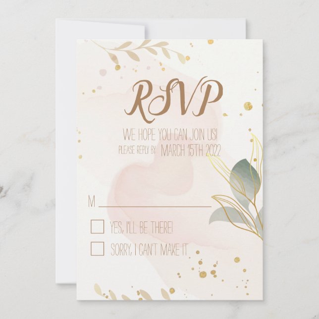 Pastel watercolor RSVP Save The Date (Front)