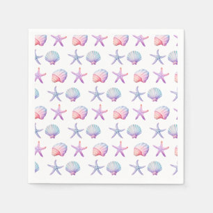 Pastel Watercolor Seashell Party Napkin