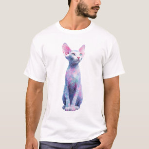 Pastel Watercolor Sphynx Cat Portrait Men T-Shirt