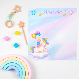 Pastel Watercolor Stars and Baby Unicorn   Notepad
