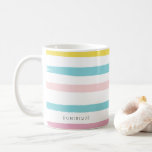 Pastel Watercolor Stripes Modern Personalized Mug<br><div class="desc">Modern and festive mug featuring yellow,  blue,  blush and pink watercolor stripes. This mug will be a perfect gift. Personalize by adding names or short texts.</div>