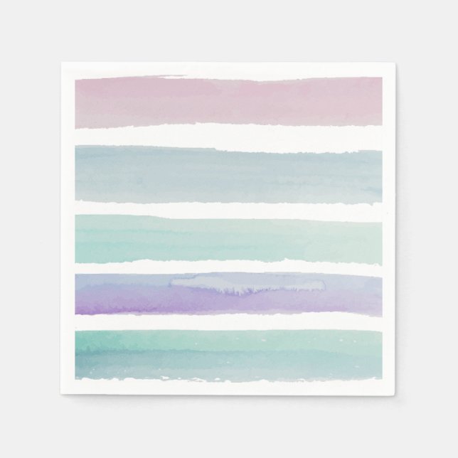 Pastel Watercolor Stripes Napkin (Front)