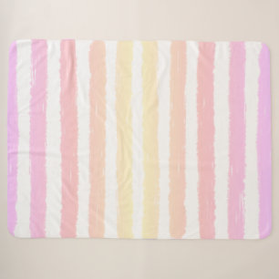 Pastel Watercolor Stripes Pink Purple  Sherpa Blanket