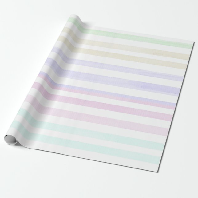 Pastel Watercolor Stripes Wrapping Paper (Unrolled)