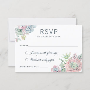 Pastel Watercolor Succulents Wedding RSVP Respond Invitation