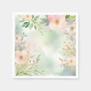 Pastel Watercolor Textures with Floral Napkin
