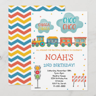 Pastel Watercolor Train Invitation Anniversaire