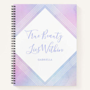 Pastel Watercolor True Beauty Lies Within Purple Notebook