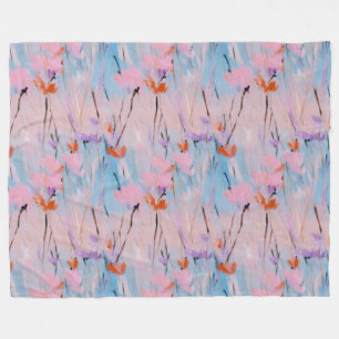 Pastel Watercolor Wildflower Fleece Blanket