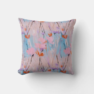 Pastel Watercolor Wildflower Throw Pillow