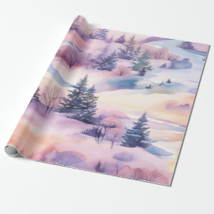 Pastel Watercolor winter Forest Pattern Wrapping Paper