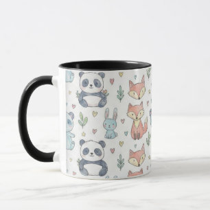 Pastel Watercolor Woodland Friends & Panda Pattern Mug