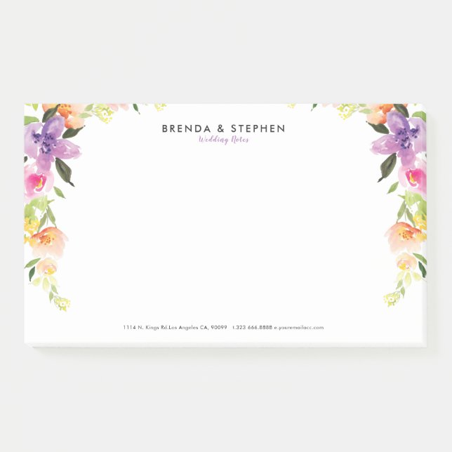 Pastel watercolors flowers frame post-it notes (Front)