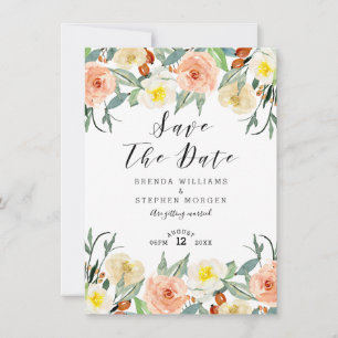 Pastel Watercolors Flowers Wreath Border Save The Date