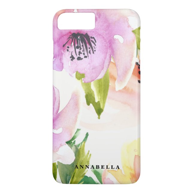 Pastel Watercolour Flowers iPhone 7 Plus Case (Back)