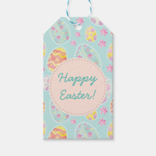 Pastel Watercolour Painted Easter Egg Pattern Gift Tags