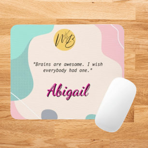 Pastel Wave Personalized Name Office Logo School Mouse Pad