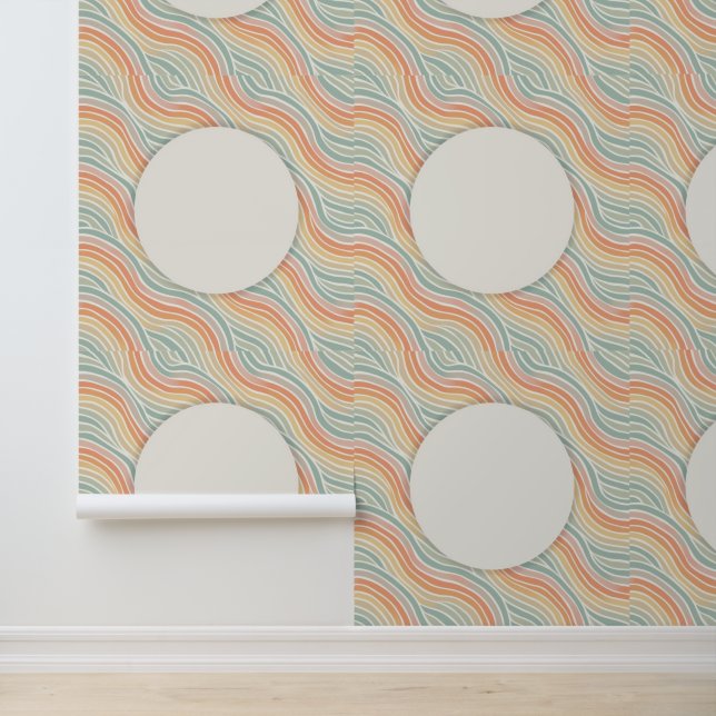Pastel Waves Modern Geometric Circle Border Wallpaper (Application)