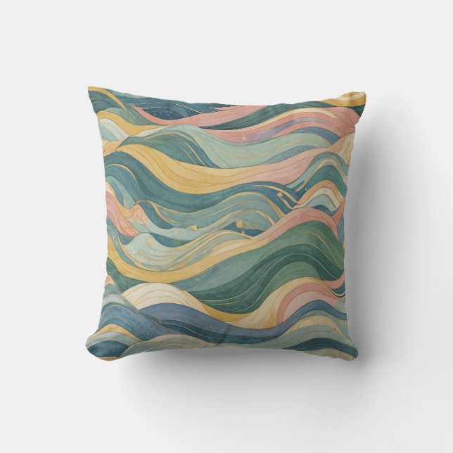 Pastel Waves Throw Pillow (Front)