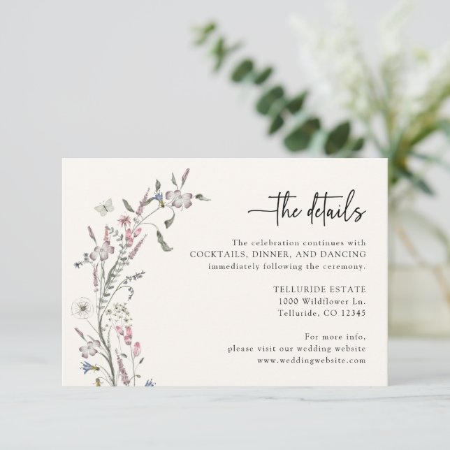 Pastel Wedding Details Enclosure Card (Standing Front)