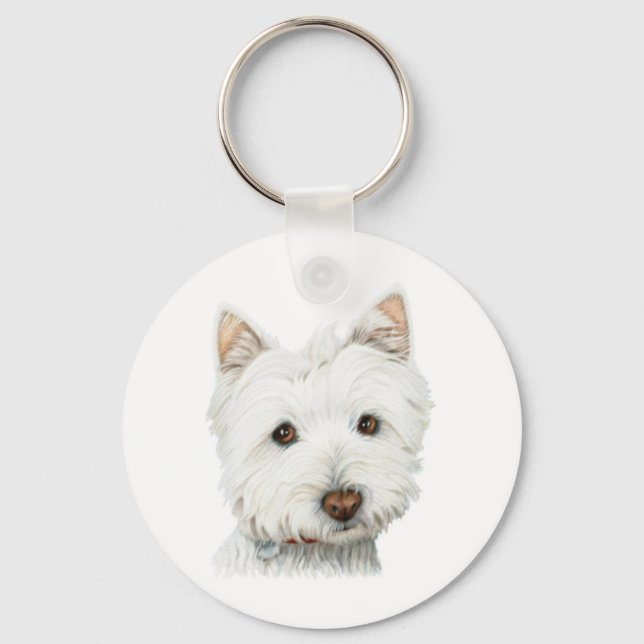 Pastel Westie Dog Keychain (Front)