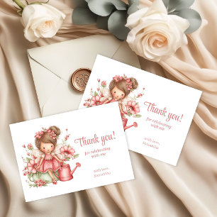 Pastel Whimsical Cute Fairy 7th Birthday Thank You Card