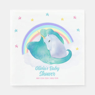 Pastel Whimsical Star Unicorn Rainbow Baby Shower Napkin