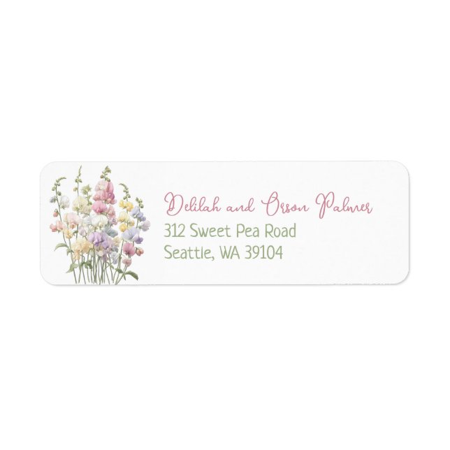 Pastel Whimsical Sweet Pea Flowers Adresse de reto (Devant)