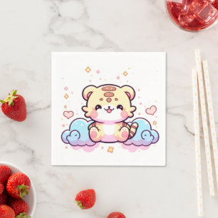 Pastel Whimsical Tiger Baby Shower Napkin